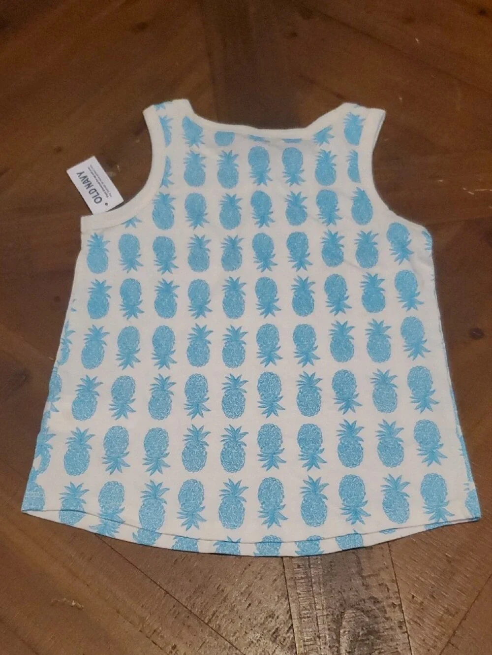 Old Navy White Tank with Blue Pineapple Print